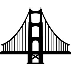 Golden Gate Bridge vector silhouette black color