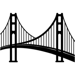 Fototapeta premium Golden Gate Bridge vector silhouette black color
