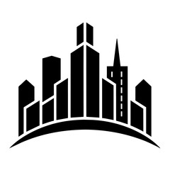 modern city building logo concept vector silhouette, black color silhouette