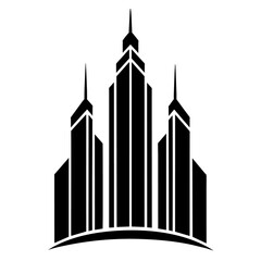 Obraz premium modern city building logo concept vector silhouette, black color silhouette