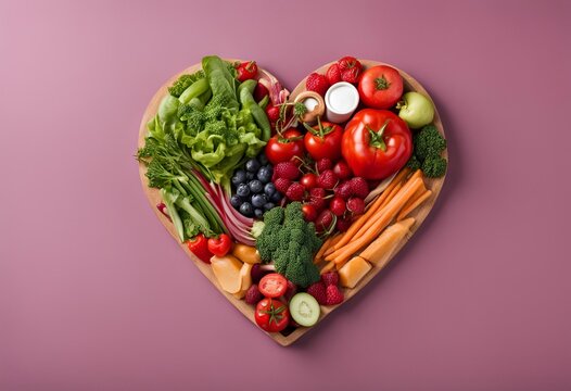 Vegetales ordenados en forma de corazón