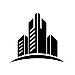 Fototapeta premium modern city building logo concept vector silhouette, black color silhouette