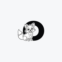 Initial Letter O with Fox Logo Design. The fox is sporting a happy smile. letter O and fox head vector illustration for icon, symbol or logo.