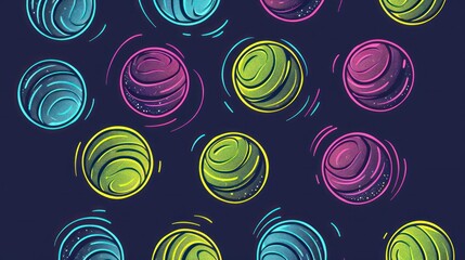 A sleek, flat vector icon featuring a silhouette of tennis balls arranged in a simple, yet stylish pattern