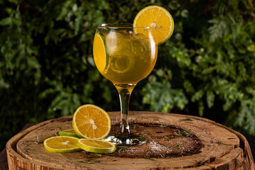 Gin Tropical com rodelas de laranja decorativas