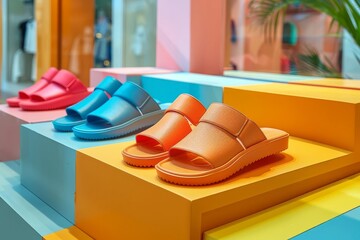 Step into summer with our new collection of slides. Featuring a variety of colors and styles.