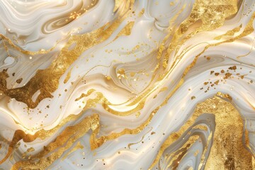 Obraz premium Mixing acrylic paints. Opulent wallpaper with golden flecks. Graceful undulations. Creamy textures. 3d render
