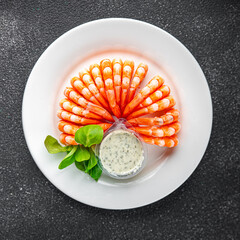 shrimp fresh cooking appetizer eat meal food snack on the table copy space food background rustic top view 
