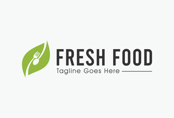 Green Food logo design template ,Vector illustration
