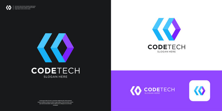 Simple code programer logo vector. Modern coding icon symbol logo design.