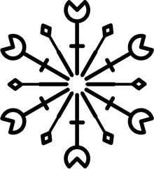 Snowflakes vector icons. Snow winter snowflakes template isolated on background. Outline vector graphics. Editable stroke.