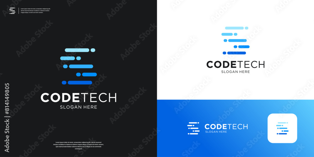 Wall mural letter s tech logo icon app. futuristic code programer logo design.