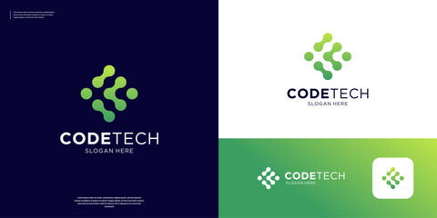 Simple tech coding programer logo design.