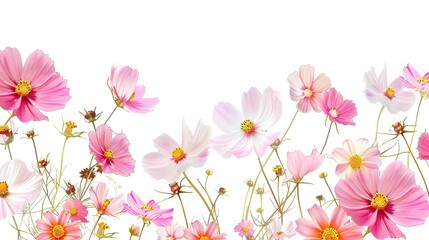 pink cosmos flower blossom on white background, Generative Ai