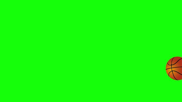 Basketball bounces left to right on the screen on a green screen background