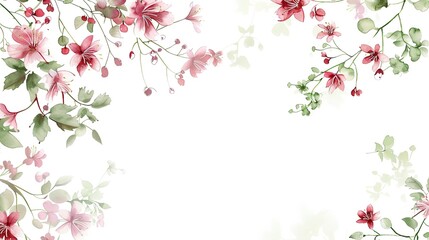 flowers floral border on white background with copy space for mock up idea, Generative Ai