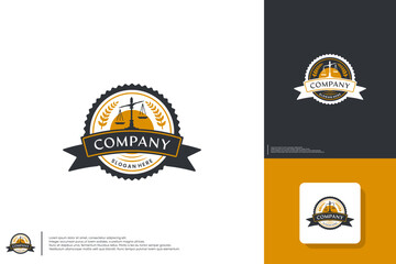 justice logo emblem, advocate label, logo design illustration.