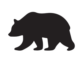 Bear vector silhouette, Grizzly bear or polar bear silhouette flat vector, animal silhouette