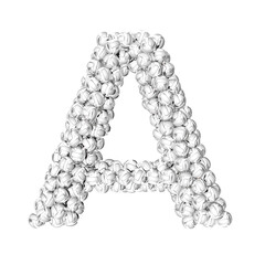 Symbol made of silver volleyballs. letter a