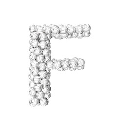 Symbol made of silver volleyballs. letter f
