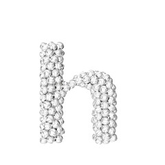 Symbol made of silver volleyballs. letter h