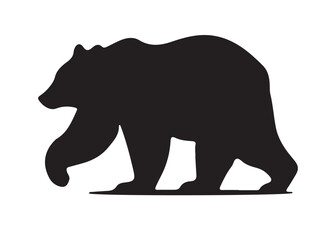 Bear vector silhouette, Grizzly bear or polar bear silhouette flat vector, animal silhouette