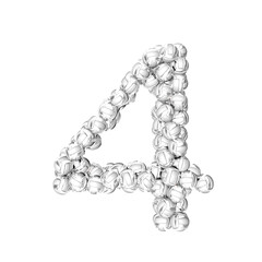 Symbol made of silver volleyballs. number 4
