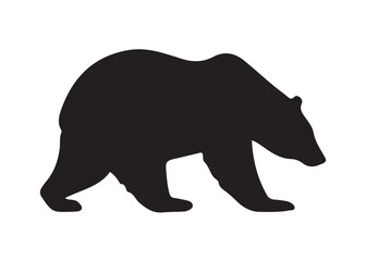 Bear vector silhouette, Grizzly bear or polar bear silhouette flat vector, animal silhouette