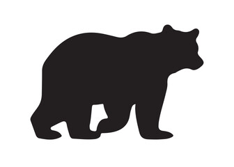 Bear vector silhouette, Grizzly bear or polar bear silhouette flat vector, animal silhouette