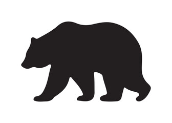 Bear vector silhouette, Grizzly bear or polar bear silhouette flat vector, animal silhouette