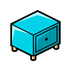 Nightstand icon in isometry style. Domestic and office furniture and equipment.