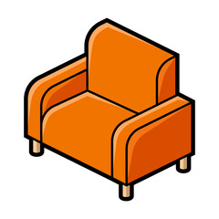 Armchair icon in isometry style. Domestic and office furniture and equipment.