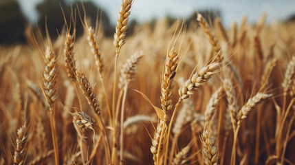 Fototapeta premium Wheat field. Beautiful agriculture background.