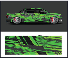 Car wrap racing livery vector. Abstract stripe racing background for pickup truck