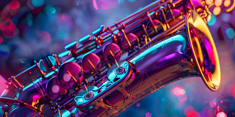 Saxophone in Bright Neon Colors	