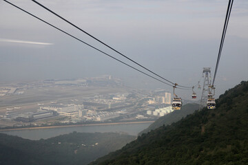 view from the cable car on the island of Lantau, Hong Kong