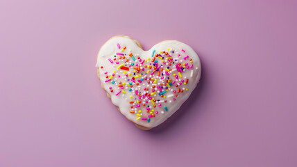 Obraz premium Heart-Shaped Cookie with Vibrant Sprinkles