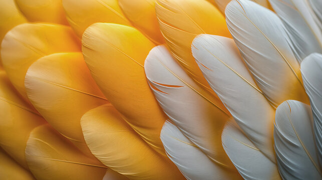 White and yellow feather background.