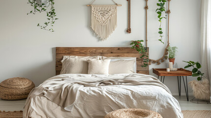 Modern Style Bedroom with Bohemian Decor and Cozy Atmosphere