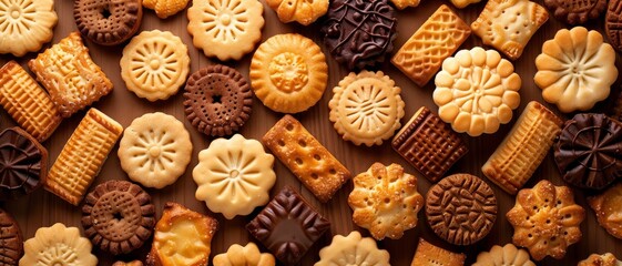 Fototapeta premium Background full of Biscuit. Product photography. Cracker background.
