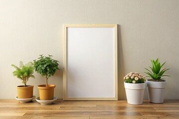 Mock up poster frame in modern interior background,