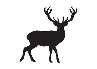 isolated black silhouette of a deer collection, deer silhouette vector.
