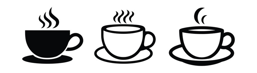 Coffee cup icon set. Cups of coffee tea collection