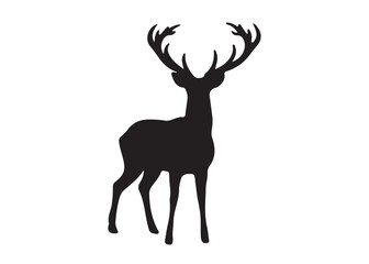 isolated black silhouette of a deer collection, deer silhouette vector.