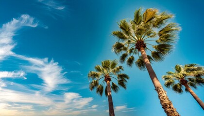 Tall Palm Trees Under A Clear Blue Sky