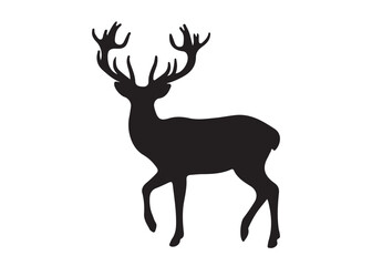 isolated black silhouette of a deer collection, deer silhouette vector.