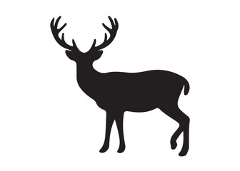 isolated black silhouette of a deer collection, deer silhouette vector.