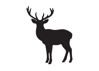 isolated black silhouette of a deer collection, deer silhouette vector.