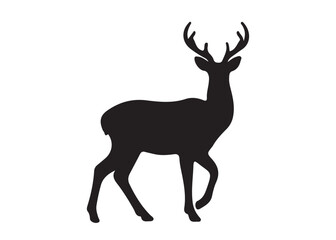 isolated black silhouette of a deer collection, deer silhouette vector.