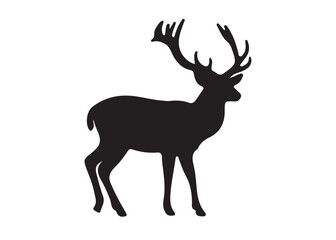 isolated black silhouette of a deer collection, deer silhouette vector.